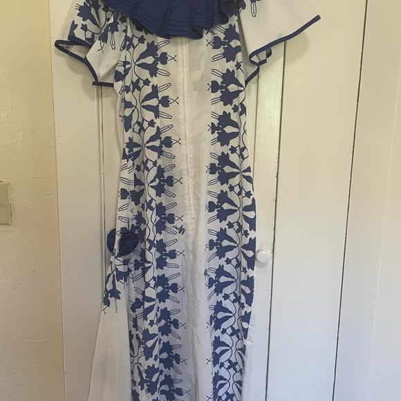Vintage Mamo Howell Hawaiian Blue and White Floral Maxi Dress size 10 - Picture 8 of 10